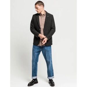 Size M H&M L.O.G.G Grey Tweed Wool Blend Blazer Suit Jacket